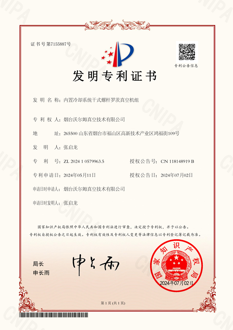 內置冷卻系統干式螺桿羅茨真空機組